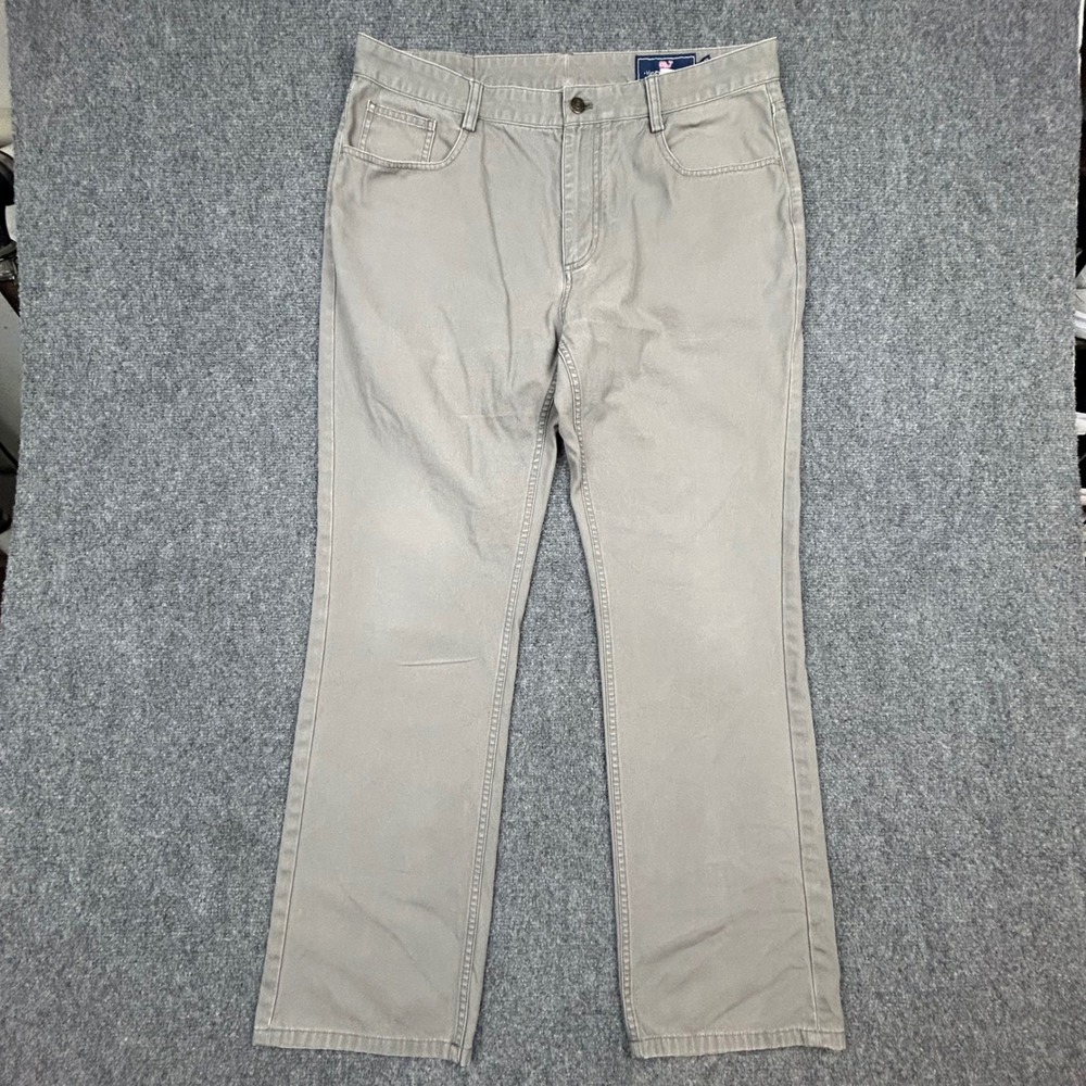 Vineyard Vines 5-Pocket Pants Mens 36x32 Grey Canvas Straight Leg Casual Preppy
